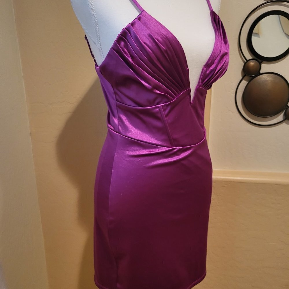 Thirty Thirty Dress | Purple Low Cut Corset Style Party Dress Size Small/NWT - Picture 5 of 11